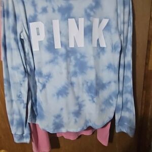 PINK Victoria's Secret Light Blue Tie-Dye Shirt
